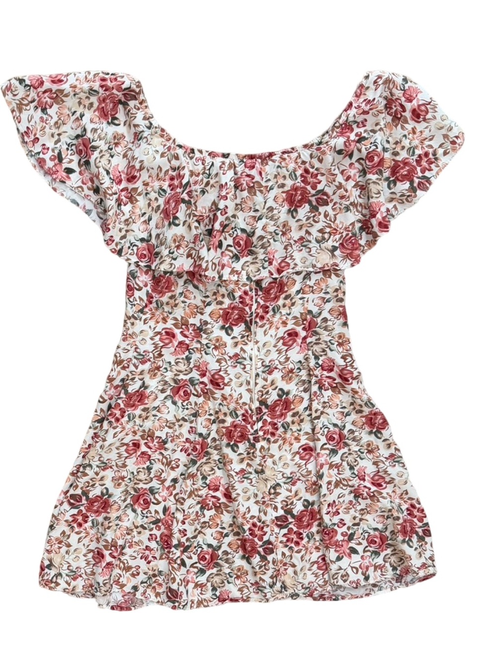 90s Rampage Romantic Rose Print Ruffle Mini Dress - Picture 7 of 7